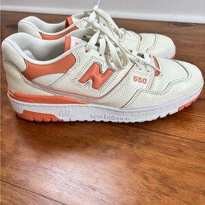 New Balance 550 Cream and Orange Sneakers
